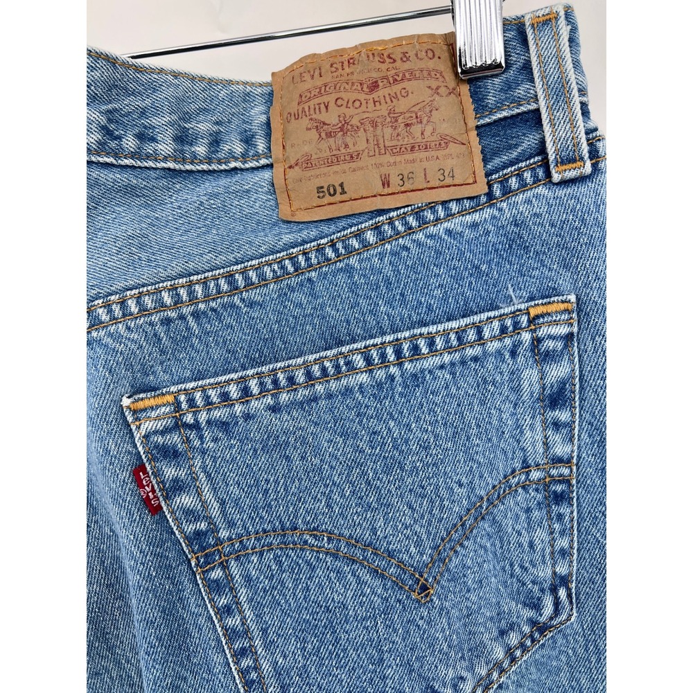 Vintage Levis 501 Mens Jeans Made in USA Button Fly Denim 36x34 (34x32) 80s‎ 90s - Picture 2 of 13
